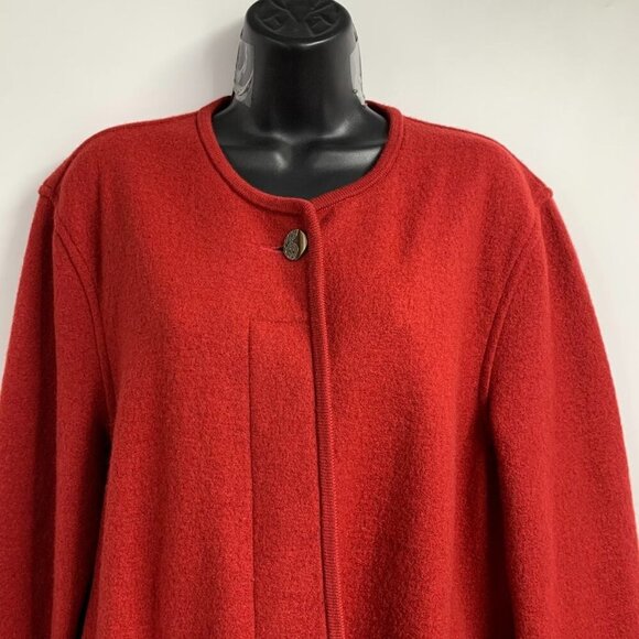 Geiger‎ Women's Wool Button Front Long Sleeve Red Winter Blazer Jacket Size 40 - Picture 4 of 14